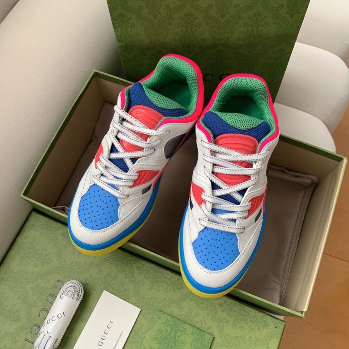 Gucci 男士篮球运动鞋白色粉色和蓝色 661311 2SH80 9063