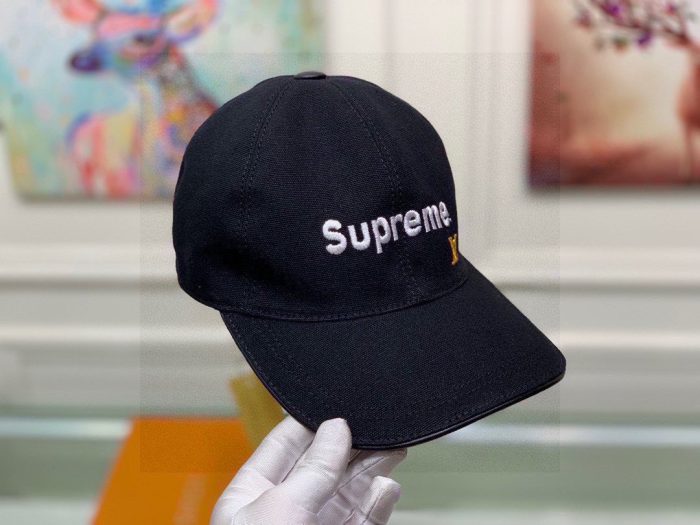 路易威登 Supreme 帽子 黑色 LV 帽子