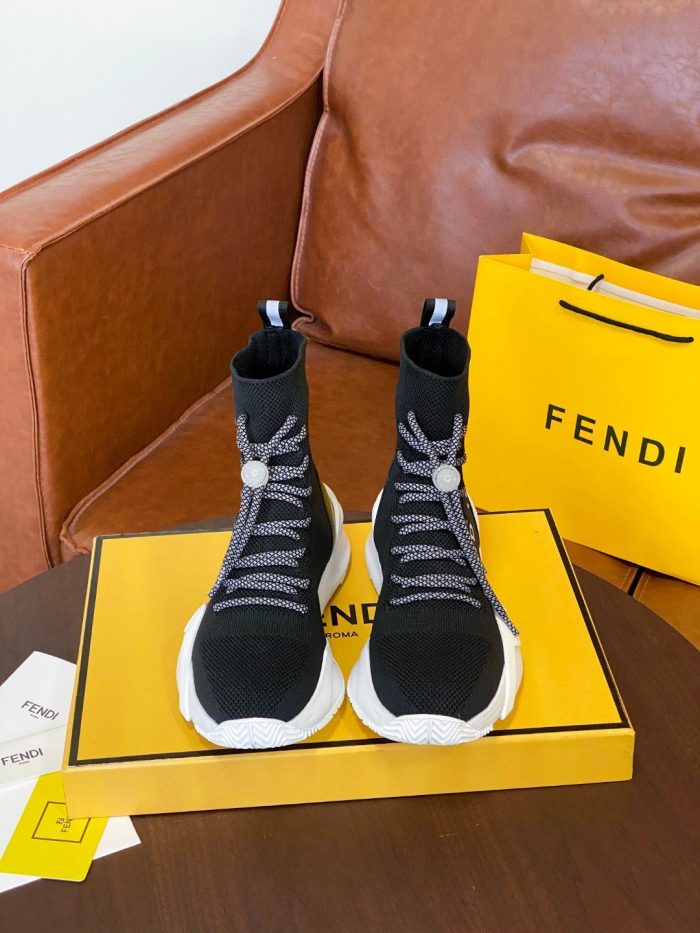 Fendi 女式高帮运动鞋黑白