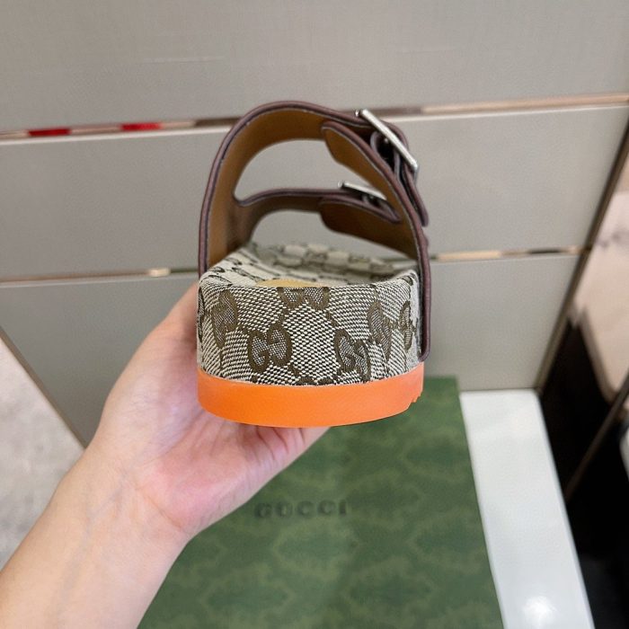Gucci 男士系带拖鞋凉鞋灰橙色 658020 2HK60