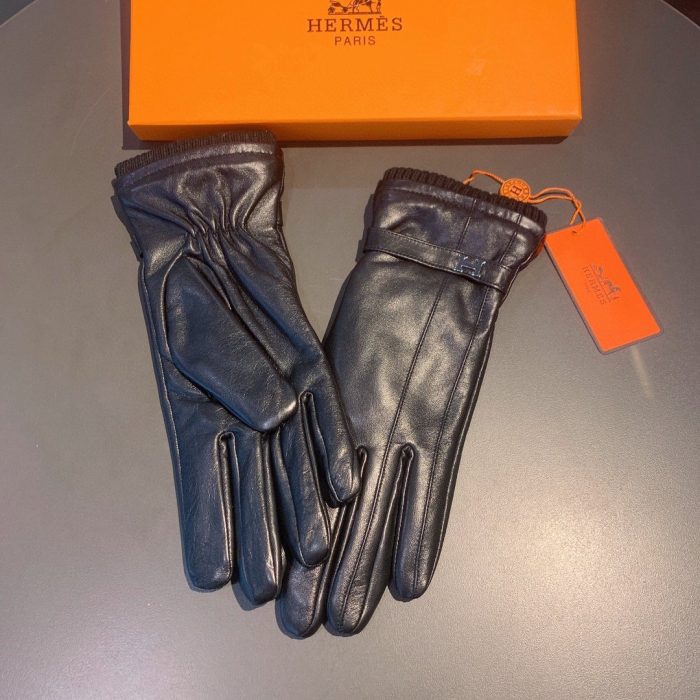 Hermes 黑色大豆手套