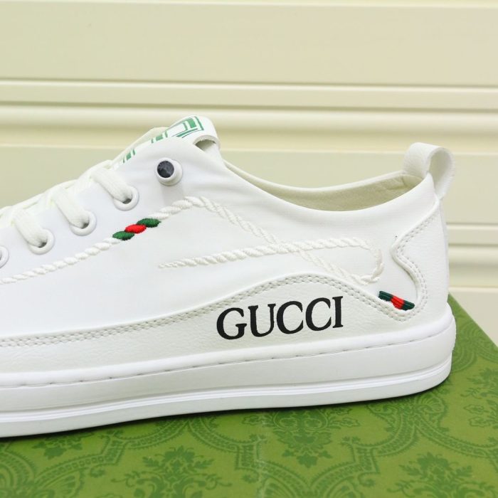 Gucci 男士白色扭绳刺绣运动鞋