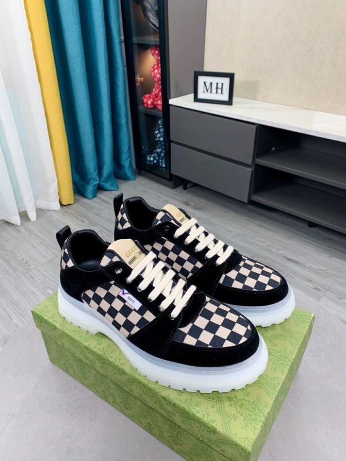 复刻Gucci 男士 Caro 男士运动鞋黑色和米色