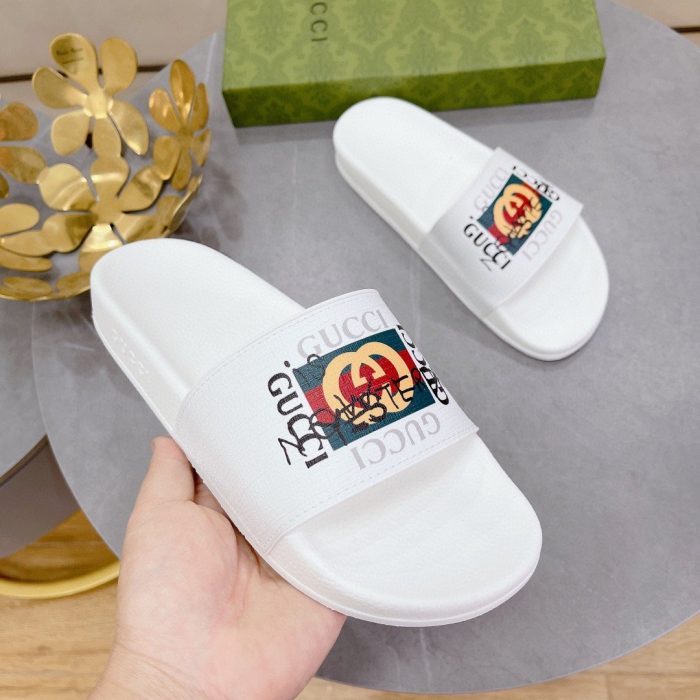 Gucci 女式 GG 织带凉鞋白色 407345