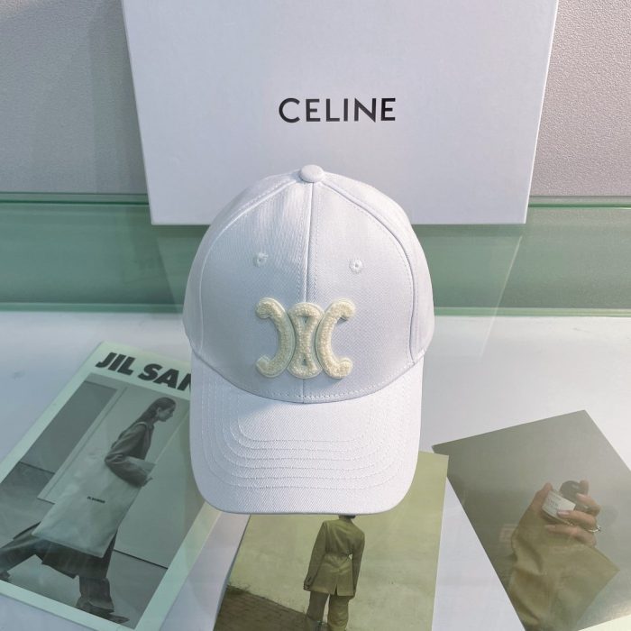 Celine 棉质白色棒球帽