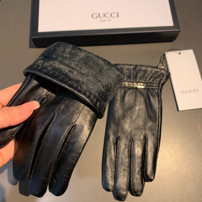 Gucci 黑色标志性双 G 图案手套