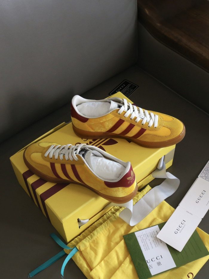 Gucci x Adidas 男士瞪羚运动鞋黄色 707848 9STU0 7170