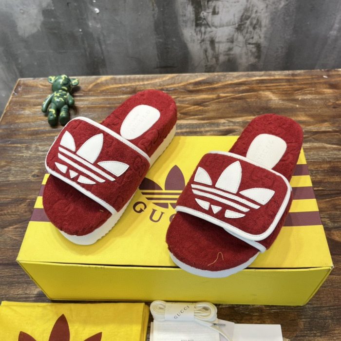 Gucci x Adidas 男士厚底 GG 红色凉鞋 702412 UU010 6560