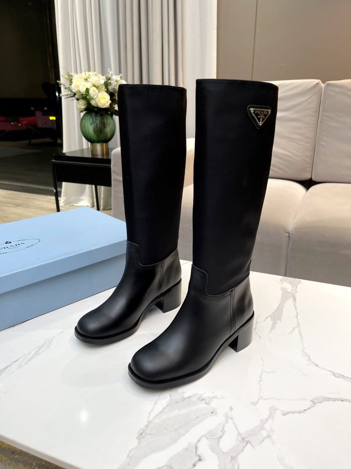 Prada 女式拉丝尼龙靴黑色 2.2 英寸/55 毫米 PRD 1W411M_3LFU_F0002_F_055