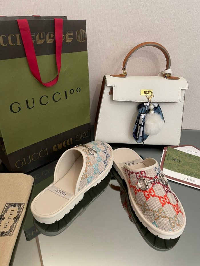 Gucci 男士 GG 马衔扣米色男士 GG 拖鞋 694249