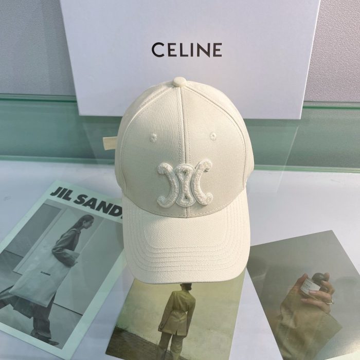 Celine 米色棉质棒球帽