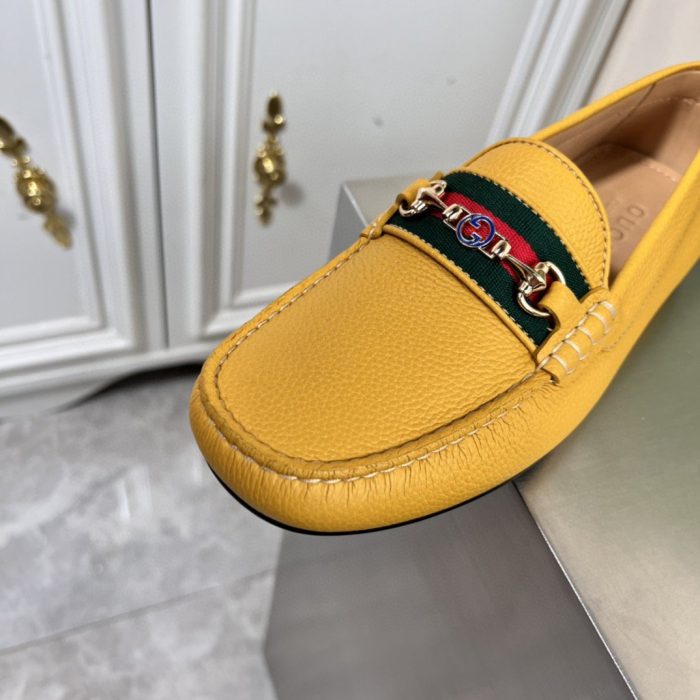 Gucci 男士黄色织带细节乐福鞋 6246981