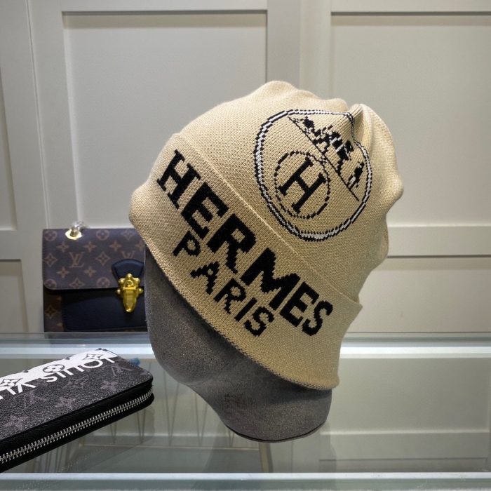 爱马仕 (Hermes) 米色频率毛线帽