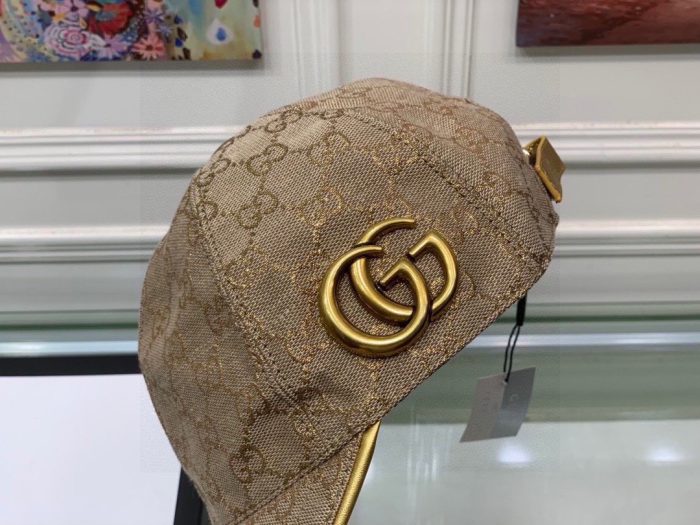 Gucci 帆布棒球帽 米色 GG 帽子