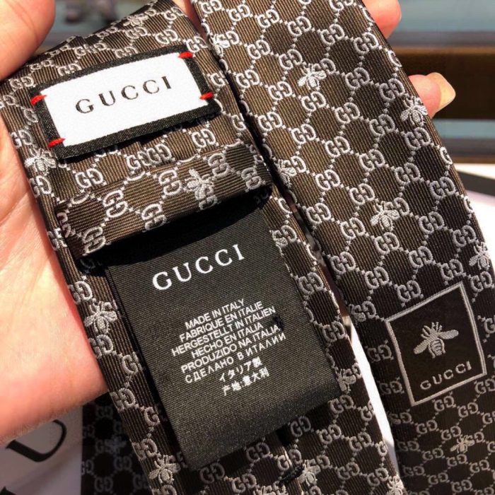 Gucci GG 蜜蜂丝绸领带 黑色 GG 男士领带 545078 4E002 1062