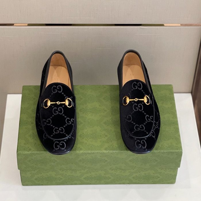 Gucci 男式 Jordan GG 天鹅绒乐福鞋黑色 男士 430088 9JT80 1000