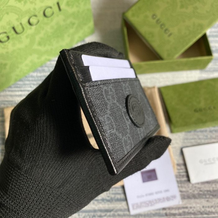 Gucci 男士卡包带互扣式 G 黑色 4 英寸/10 厘米 GG 673002 92TCN 1000