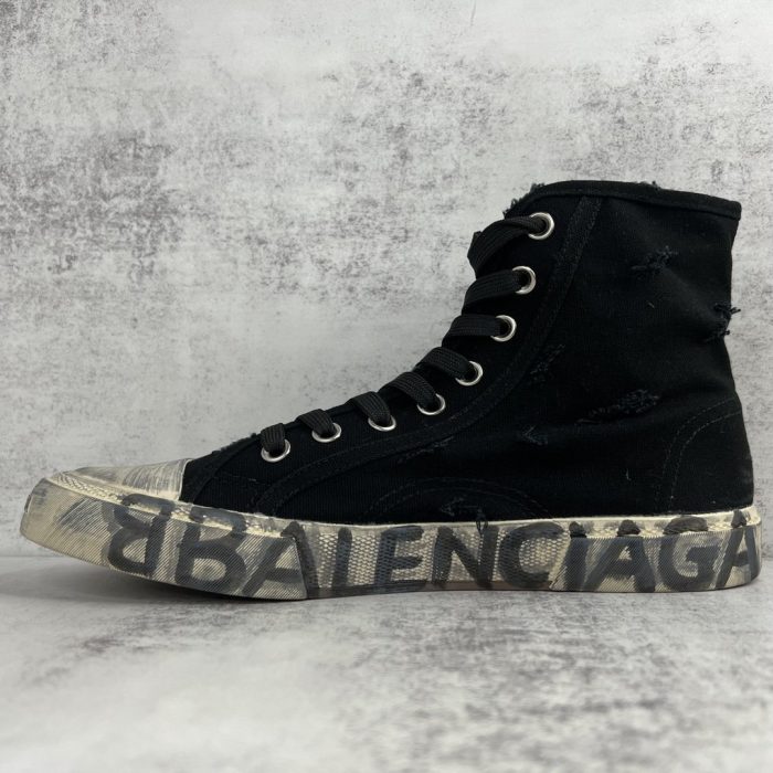 复刻巴黎世家（Balenciaga） Paris 男士黑色高帮运动鞋