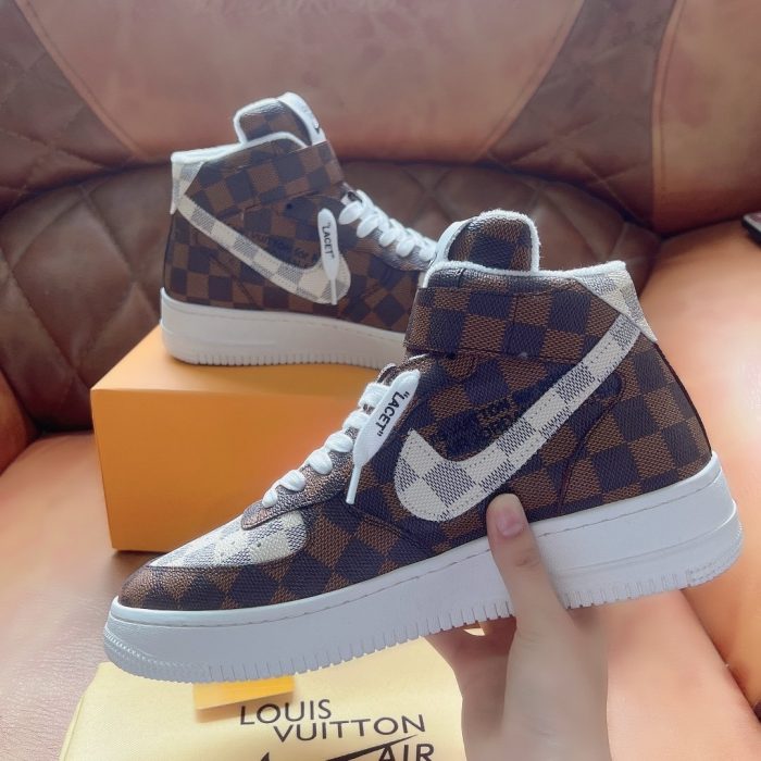 高仿Louis Vuitton 和 Nike Air Force 1 By Virgil Abloh Caro 白色/棕色男士男鞋