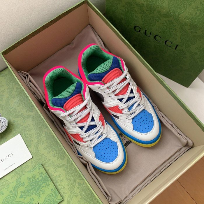 Gucci 男士篮球运动鞋白色粉色和蓝色 661311 2SH80 9063
