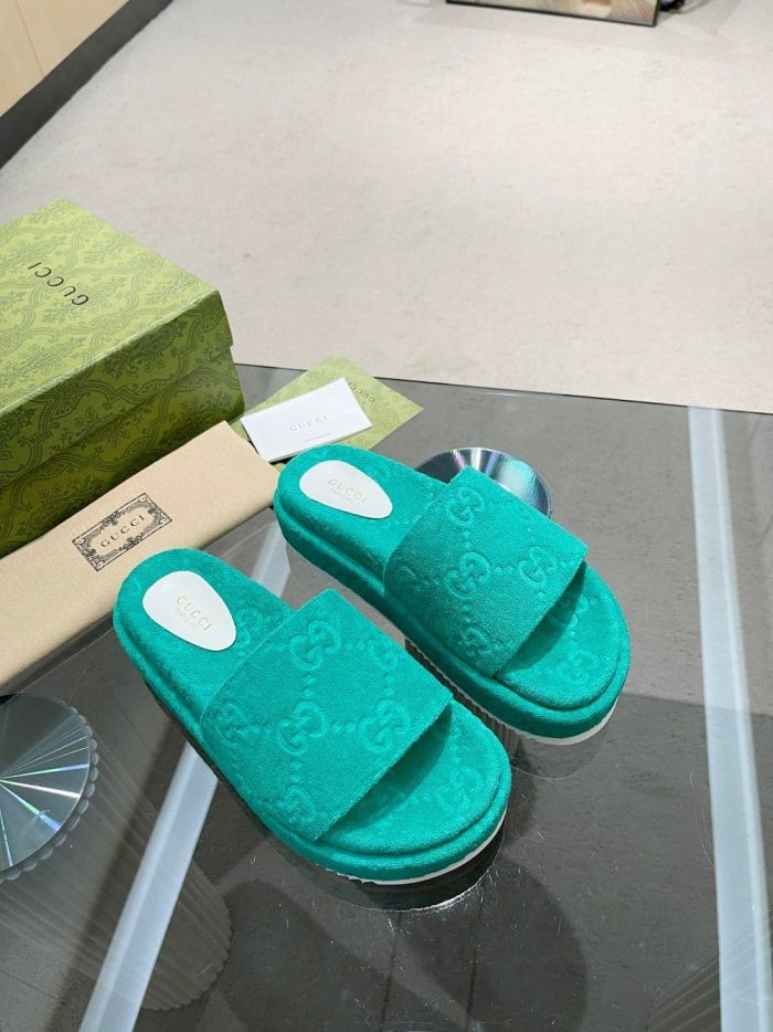 Gucci 女士 GG 厚底凉鞋 绿松石色 女士 GG