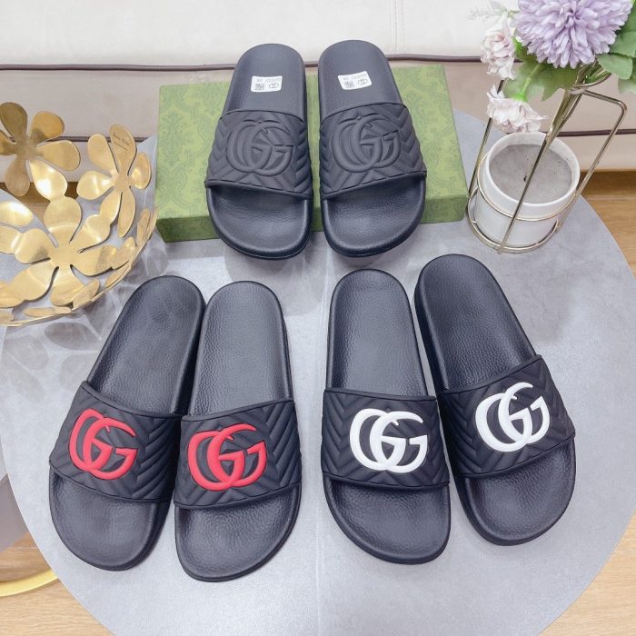 Gucci 女式绗缝 GG 橡胶拖鞋 黑色 601041 JD600 1000