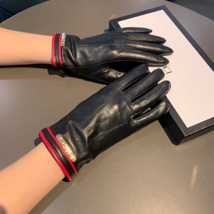 Gucci 黑色标志性双 G 图案手套