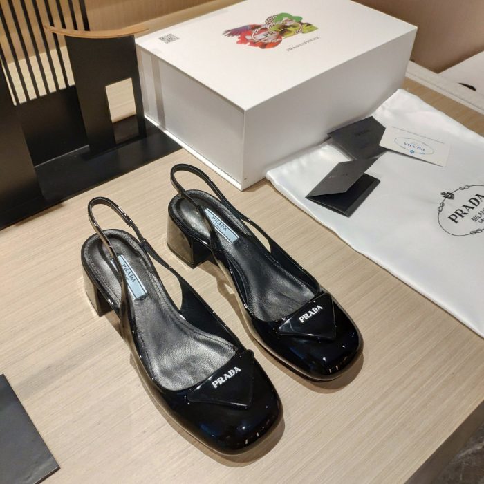 Prada 女式黑色专利露跟高跟鞋 1.8 英寸/45 毫米 PRD 1I767M_069_F0002_F_090