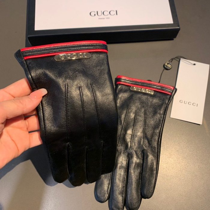Gucci 黑色标志性双 G 图案手套