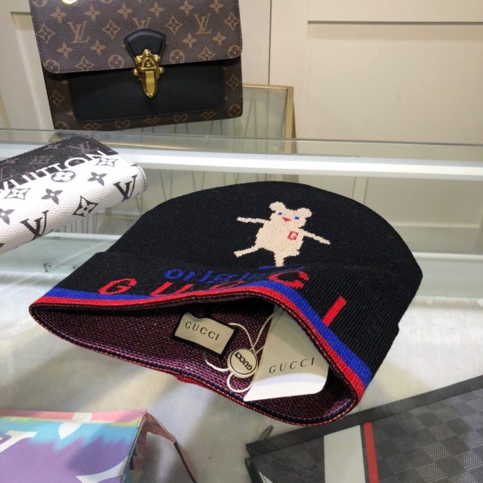 Gucci 黑色羊绒毛线帽