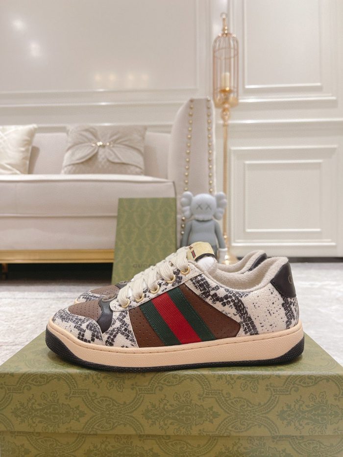 Gucci Screener 蟒蛇纹米色女式 GG 鞋 1496599