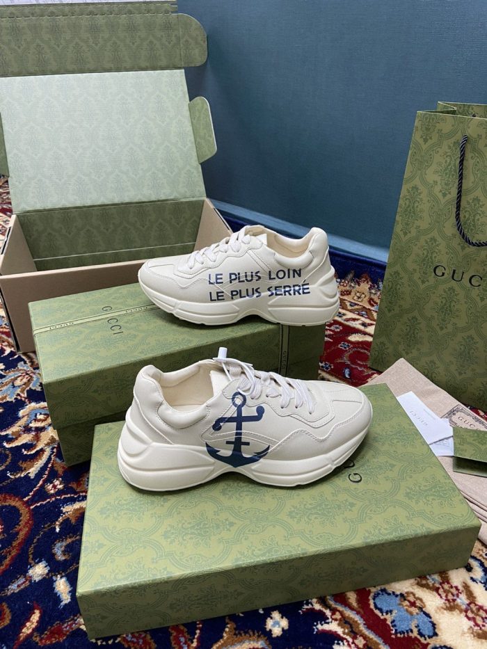 Gucci 男式锚白色象牙白 Rhyton 运动鞋 576052