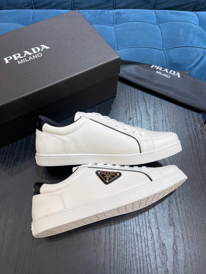 Prada 男士白色/黑色拉丝运动鞋 1 英寸/25 毫米 PRD