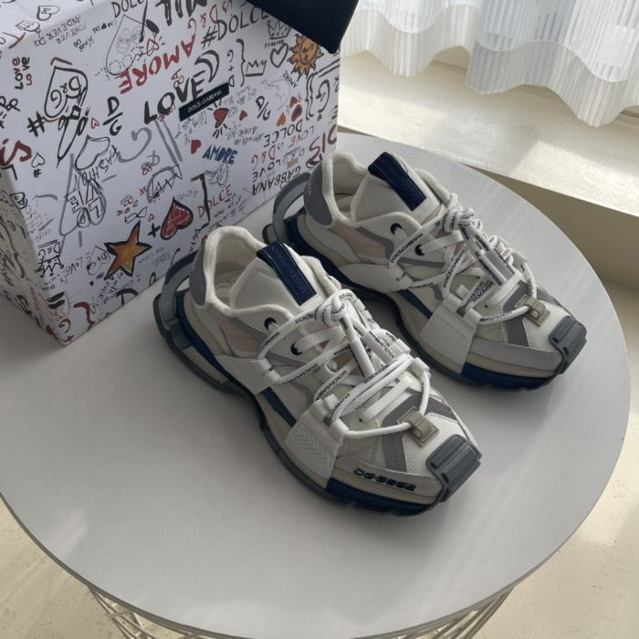 杜嘉班纳Gabbana 男士混合材质太空运动鞋白色 DG Shoes