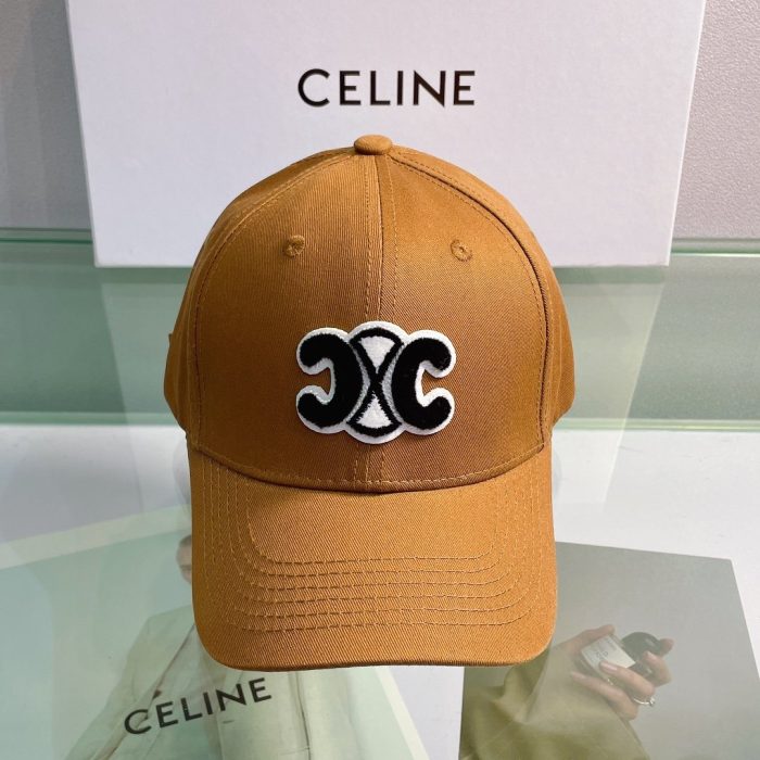 Celine 棉质棕色棒球帽