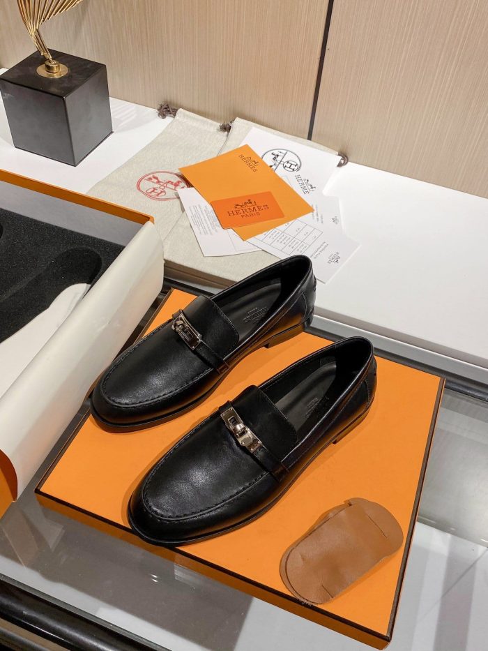 Hermes Destin 女式乐福鞋黑色，女鞋 H212114Z 02390