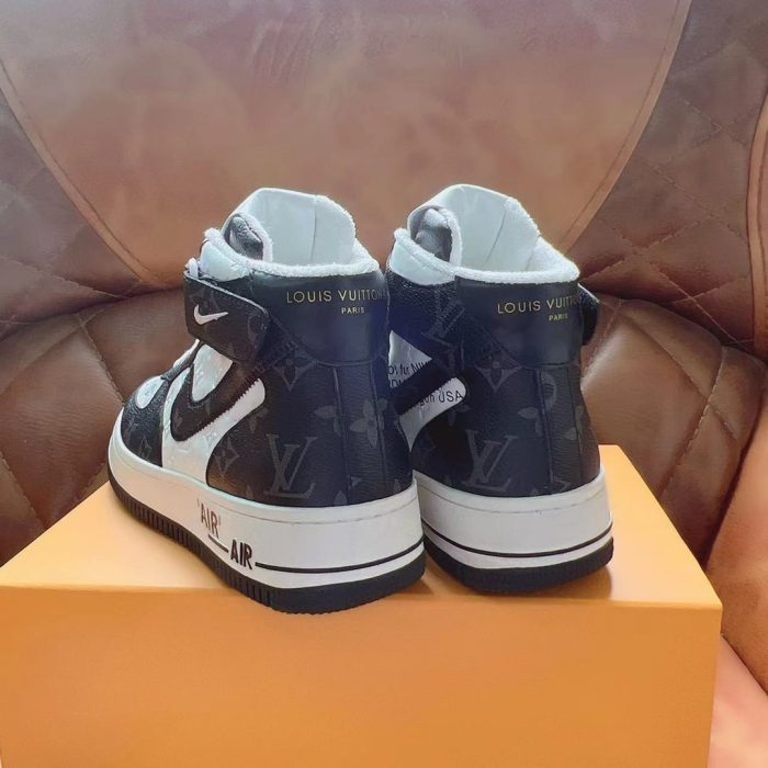 高仿Louis Vuitton 和 Nike Air Force 1 By Virgil Abloh 白色/棕色男士男鞋