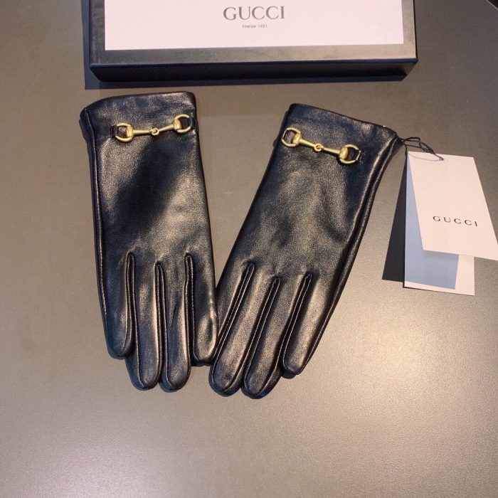 Gucci 黑色小时纹手套