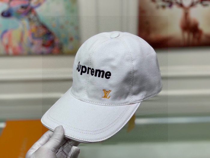 路易威登 Supreme 帽子 白色 LV 帽子