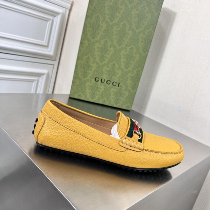 Gucci 男士黄色织带细节乐福鞋 6246981