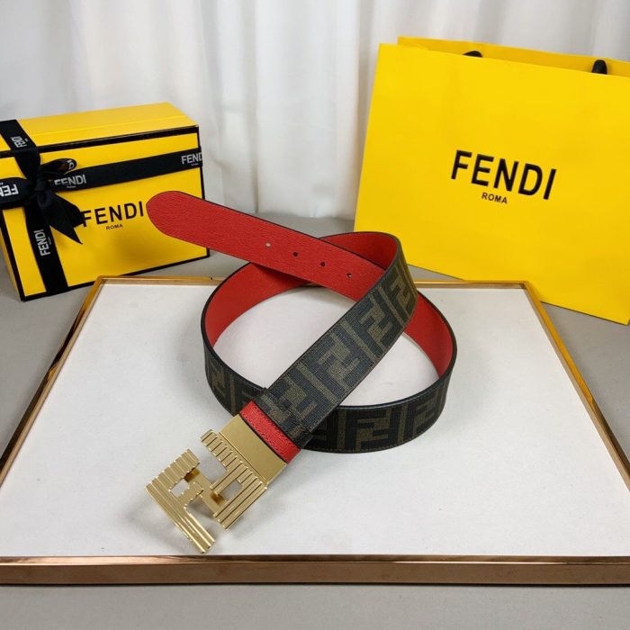 Fendi 女士双 F 扣腰带棕色，女士腰带