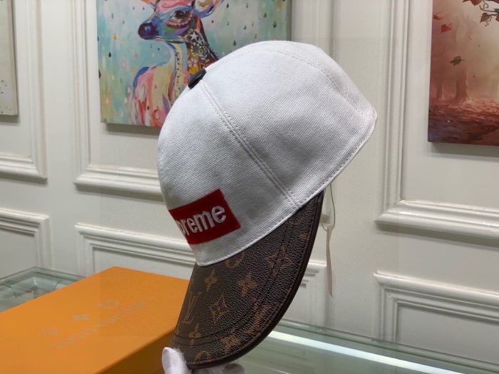 路易威登 Supreme 帽子 白色 LV 帽子