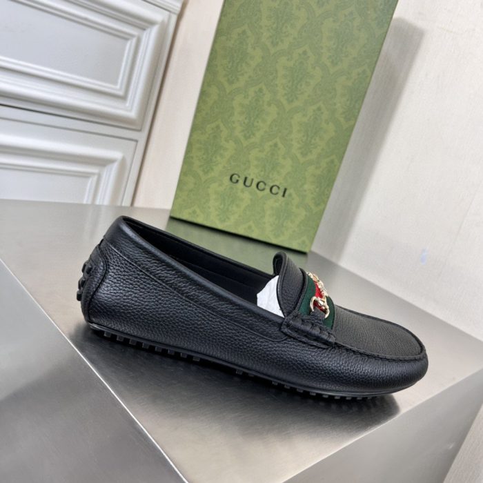 Gucci 男士黑色织带细节乐福鞋 6246981XH101066