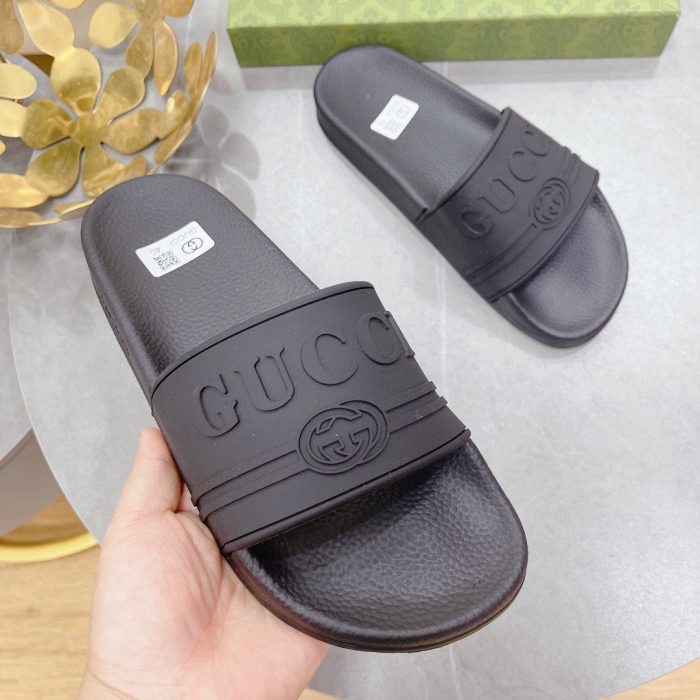 Gucci 女式徽标橡胶拖鞋 黑色 522887 JCZ00 1031