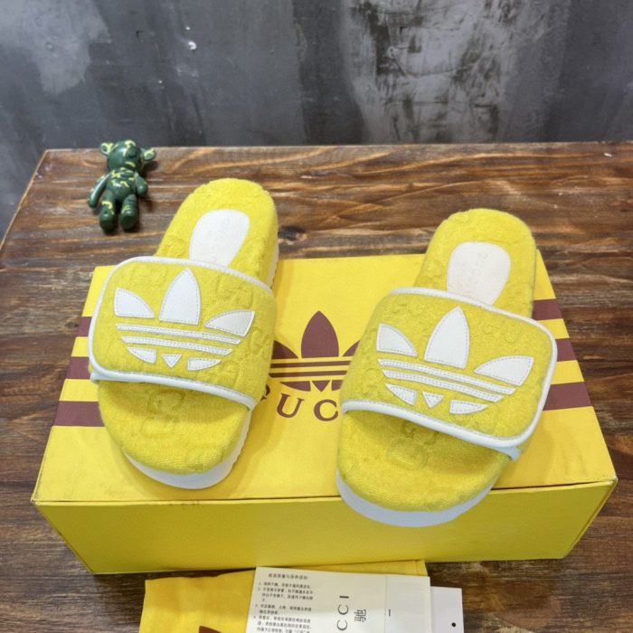 Gucci x Adidas 男士厚底 GG 黄色凉鞋 702398 UU010 7171