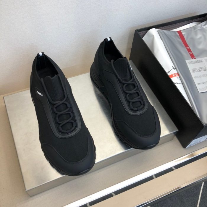 Prada 男士黑色针织面料运动鞋 1.6 英寸/40 毫米 PRD