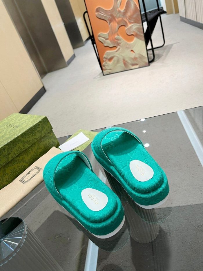 Gucci 女士 GG 厚底凉鞋 绿松石色 女士 GG