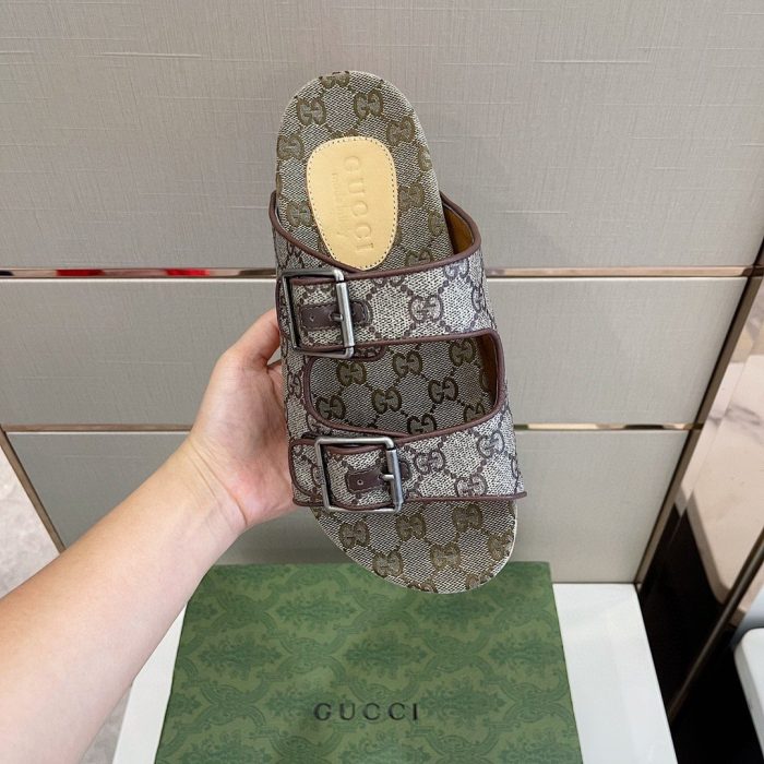 Gucci 男士系带拖鞋凉鞋灰橙色 658020 2HK60