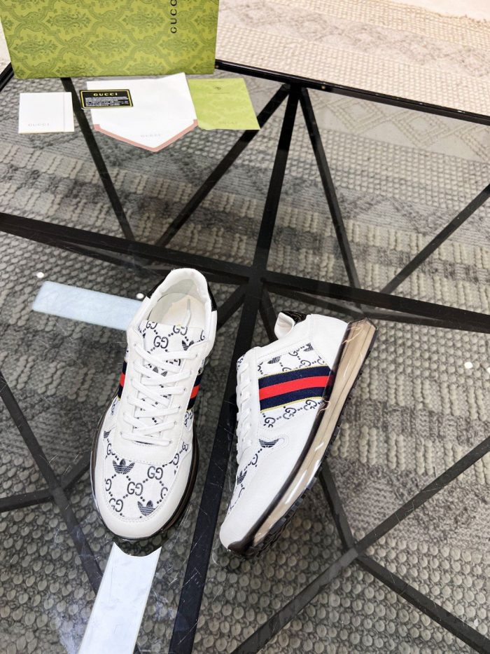 Gucci x Adidas 男式 GG 男士白色织带运动鞋