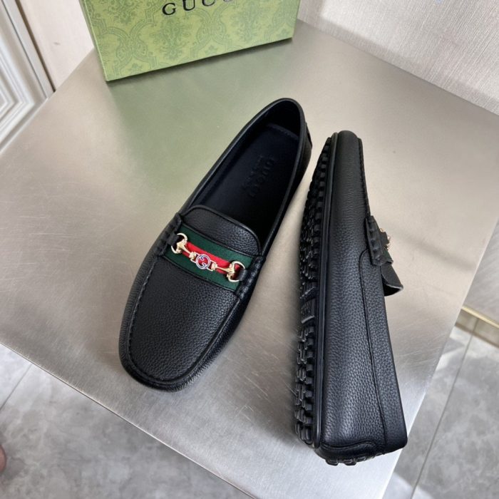 Gucci 男士黑色织带细节乐福鞋 6246981XH101066